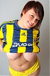 Soccer fan shows off her big boobs